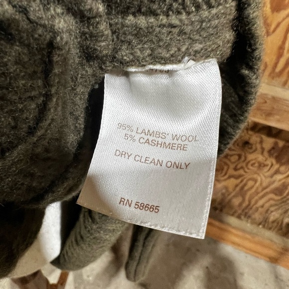 Halogen Cashmere Wool Crocheted Knit Wrap Cardigan – Olive Green Shawl Collar L - Picture 15 of 16